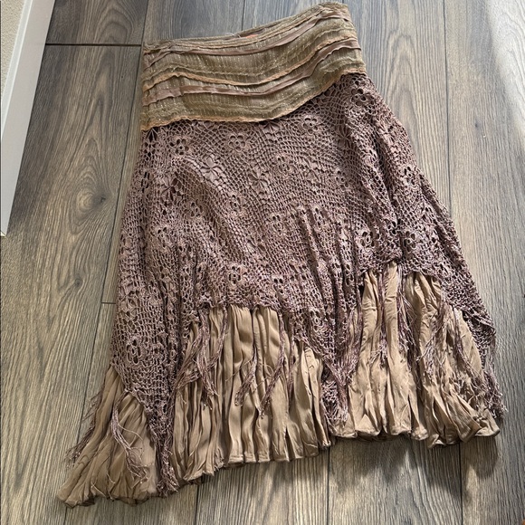 Sweet by Miss Me Brown Crochet Fringe Skirt - Picture 2 of 9